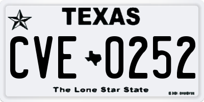 TX license plate CVE0252