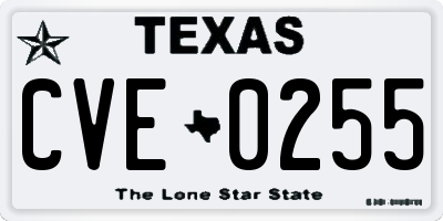 TX license plate CVE0255