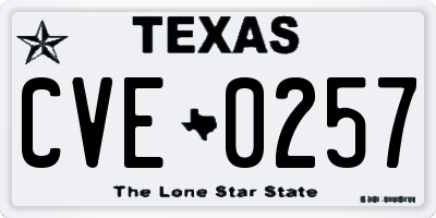 TX license plate CVE0257