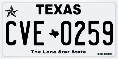 TX license plate CVE0259