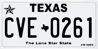TX license plate CVE0261