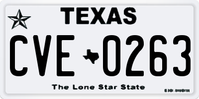 TX license plate CVE0263