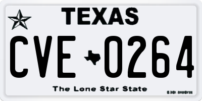 TX license plate CVE0264