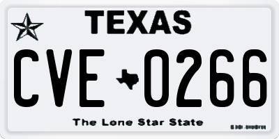 TX license plate CVE0266