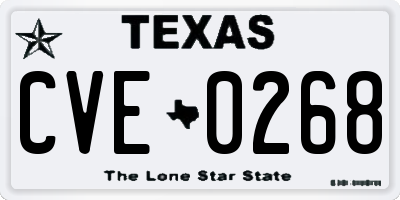 TX license plate CVE0268
