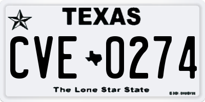 TX license plate CVE0274