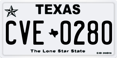 TX license plate CVE0280
