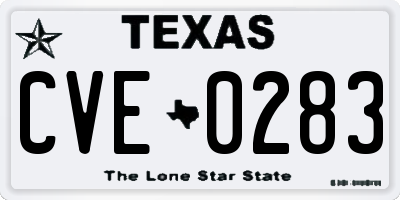 TX license plate CVE0283