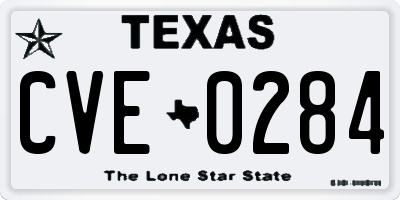 TX license plate CVE0284