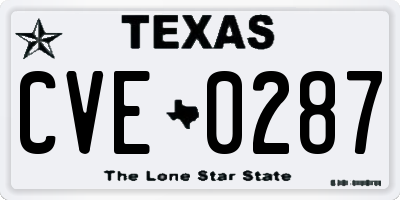 TX license plate CVE0287
