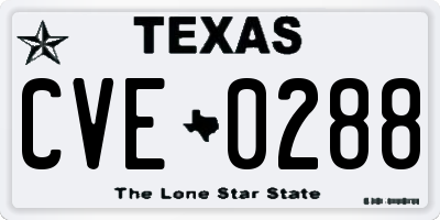 TX license plate CVE0288