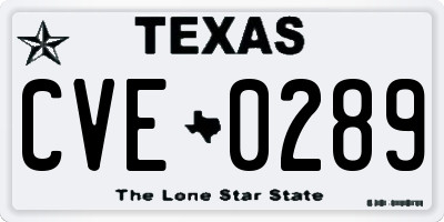 TX license plate CVE0289