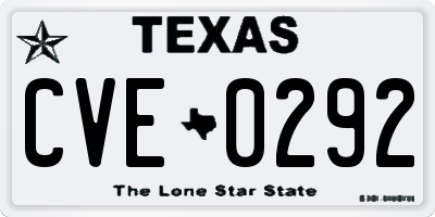 TX license plate CVE0292