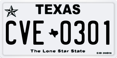 TX license plate CVE0301