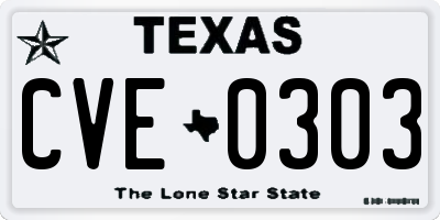 TX license plate CVE0303
