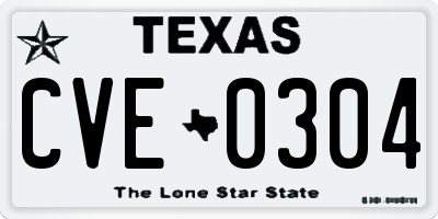 TX license plate CVE0304