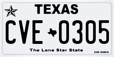 TX license plate CVE0305