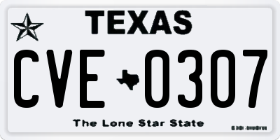 TX license plate CVE0307