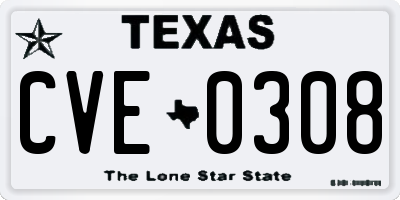 TX license plate CVE0308