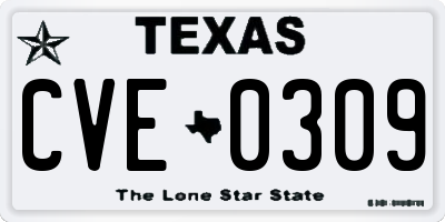 TX license plate CVE0309