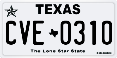 TX license plate CVE0310