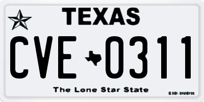 TX license plate CVE0311
