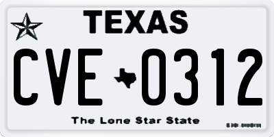 TX license plate CVE0312