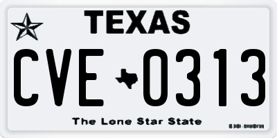 TX license plate CVE0313