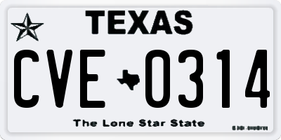 TX license plate CVE0314