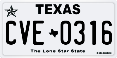 TX license plate CVE0316