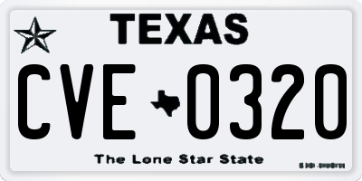 TX license plate CVE0320