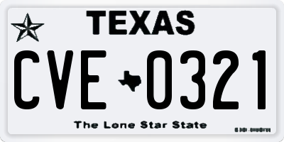 TX license plate CVE0321