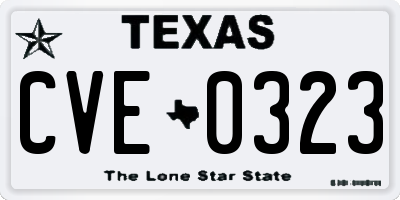 TX license plate CVE0323