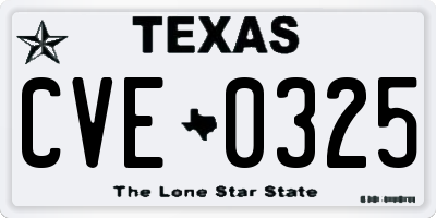 TX license plate CVE0325