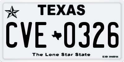 TX license plate CVE0326
