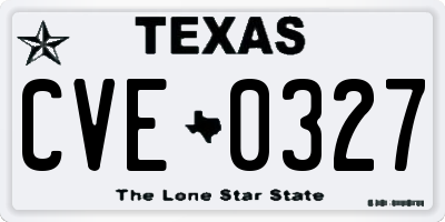 TX license plate CVE0327
