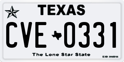 TX license plate CVE0331