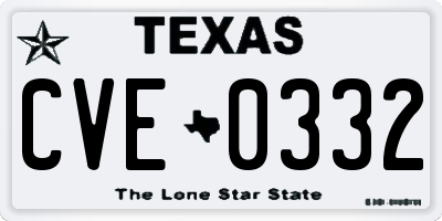 TX license plate CVE0332