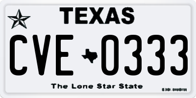 TX license plate CVE0333