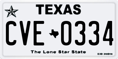 TX license plate CVE0334