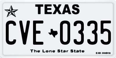 TX license plate CVE0335