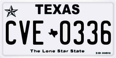 TX license plate CVE0336