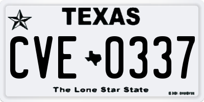 TX license plate CVE0337