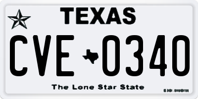 TX license plate CVE0340