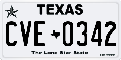 TX license plate CVE0342