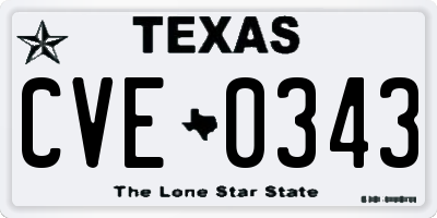 TX license plate CVE0343