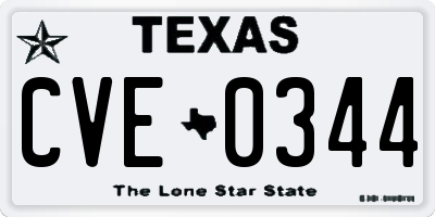 TX license plate CVE0344