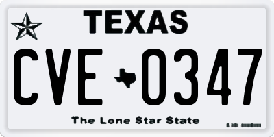 TX license plate CVE0347