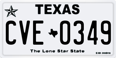 TX license plate CVE0349