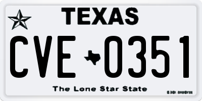 TX license plate CVE0351